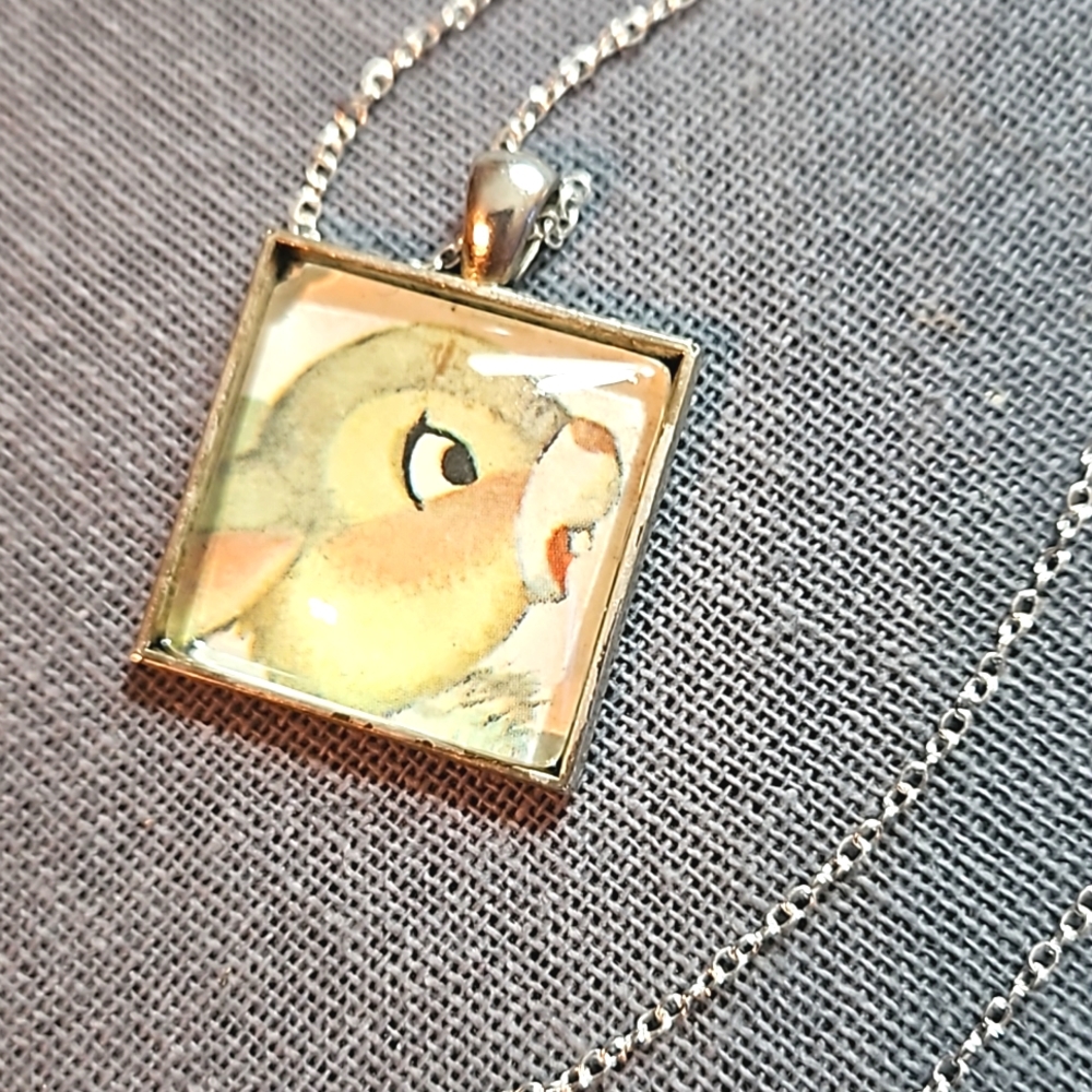 Thumper bunny 1970s children's book necklace Bambi Disney ooak upcycled